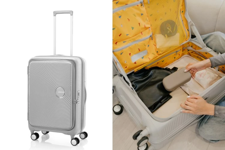 American Tourister Curio系列前開式行李箱，商品價格：20吋 NTD9,200、 24吋 NTD10,700、28吋 NTD12,300。