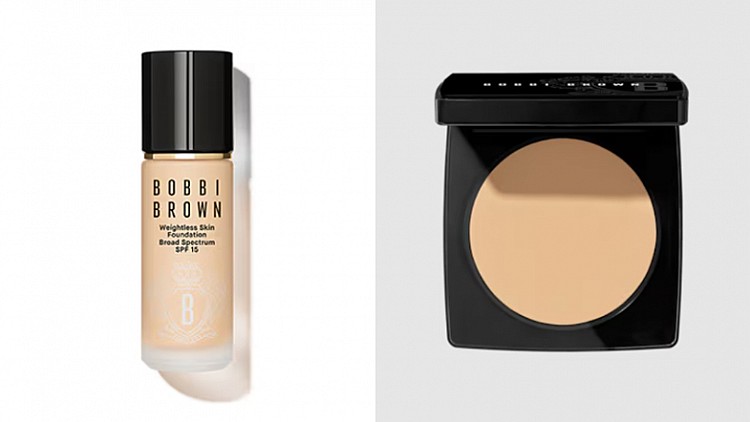 Bobbi Brown 霧光持久粉底液 SPF 15 PA++，NTD2,400；輕隱毛孔柔焦蜜粉餅，NTD2,200