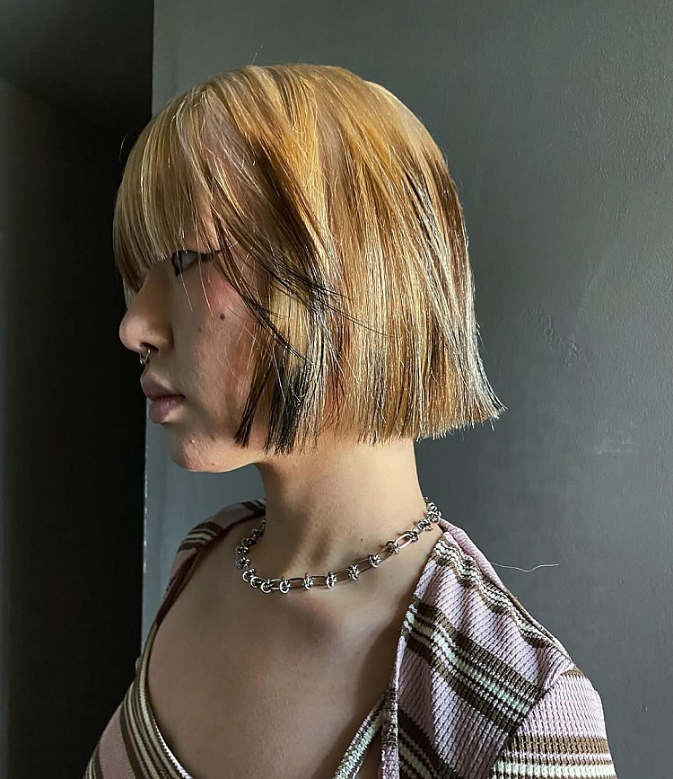 木紋染髮型推薦2：一刀切短髮