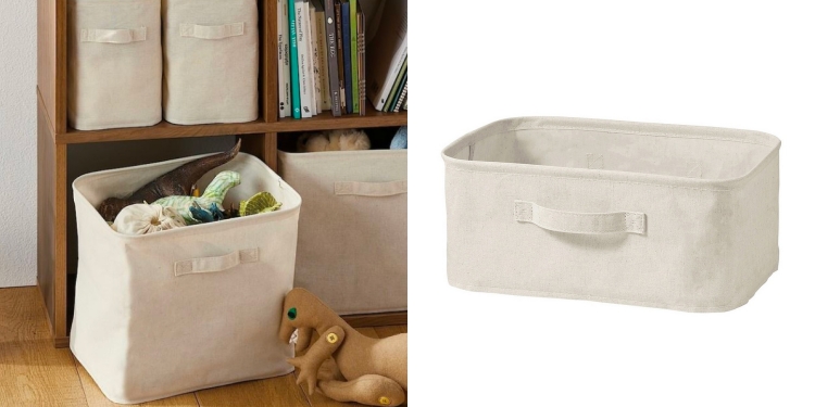 如果想為空間帶來更溫和的視覺感受，相較於偏硬質的PP或塑料收納盒，這款麻布收納盒顯得親切許多。