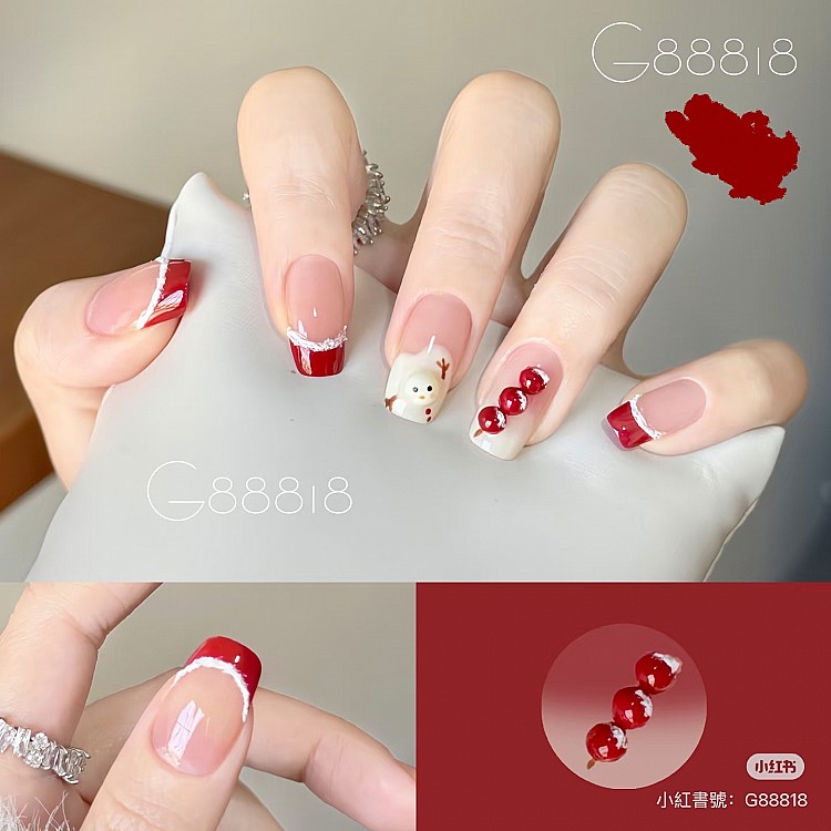 聖誕紅美甲推薦8：融化雪人