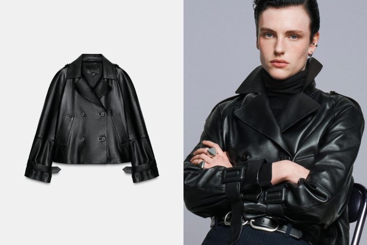 來自ZW Collection的這款限量版皮革夾克，以更高階的細節工藝呈現本季的極簡風格。選用柔軟卻帶挺度的真皮打造，版型偏短、肩線利落，穿上立刻拉出俐落輪廓。