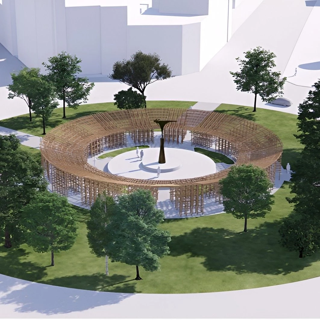 藤本壯介選在台南的湯德章紀念公園,重現世博的「大屋頂環」,採用圓環幾何與溫潤木構造,在車水馬龍的道路與公園之間,緩緩升起一座關於「共融」的希望建築載體,揉入地方脈絡,讓國際級的空間對話悄悄融入南台灣的日常,在城市中心營造如自然般的散步空間,呼應本屆藝術展的主軸「城市散步型雙年展」,串聯南美館等 16 個主展館與巷弄衛星展區。