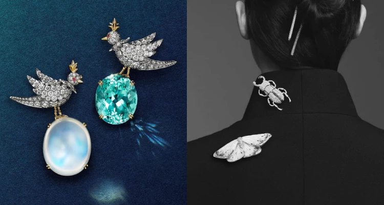 像Chanel秀場上那些充滿神秘感的星象或數字，或是Boucheron、Tiffany及Van Cleef & Arpels靈動的魚，以及各式彩蝶、昆蟲或大自然植物、花朵...在胸前栩栩如生，為再普通不過的穿搭注入極具張力的戲劇效果。