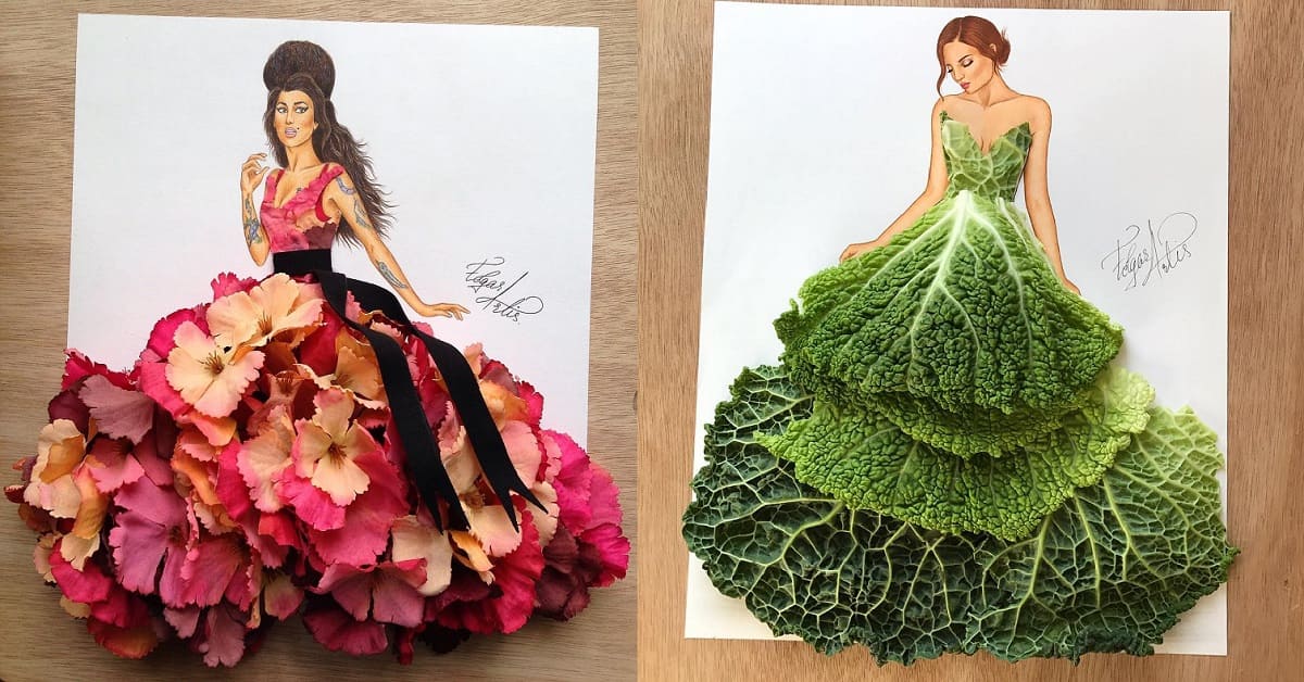 將花草、蔬果操弄成一件件美麗的裙擺！這位藝術家的作品給你一場美妙的視覺盛宴