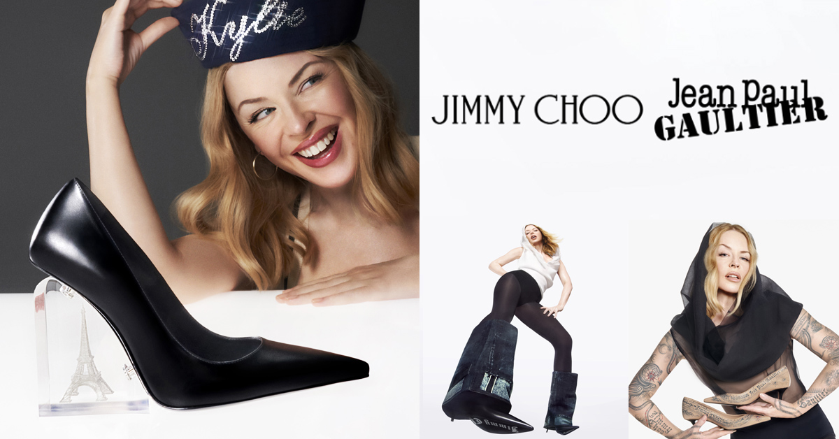 Jimmy Choo聯名Gaultier引話題！力邀天后凱莉米洛代言：這雙11公分「黑色船跟鞋」設計美翻天，蜈蚣精今年必收