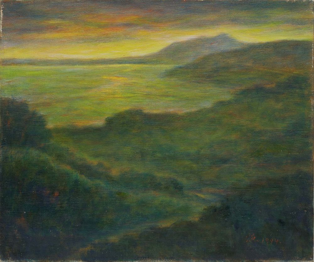 除了國外的重量級藝術真跡抵台，台中市立美術館也聚焦於台灣創作者的藝術作品：廖德政《殘照(觀音暮色)》。