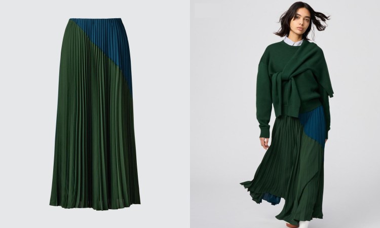 Uniqlo：C 2025秋冬系列細褶長裙，商品價格 NTD 1,490。