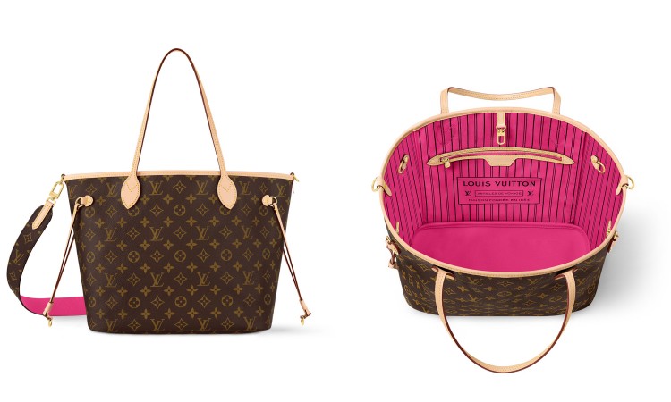 標誌性的Neverfull Bandoulière Inside Out MM托特包,以全新雙面設計為經典注入玩味巧思。