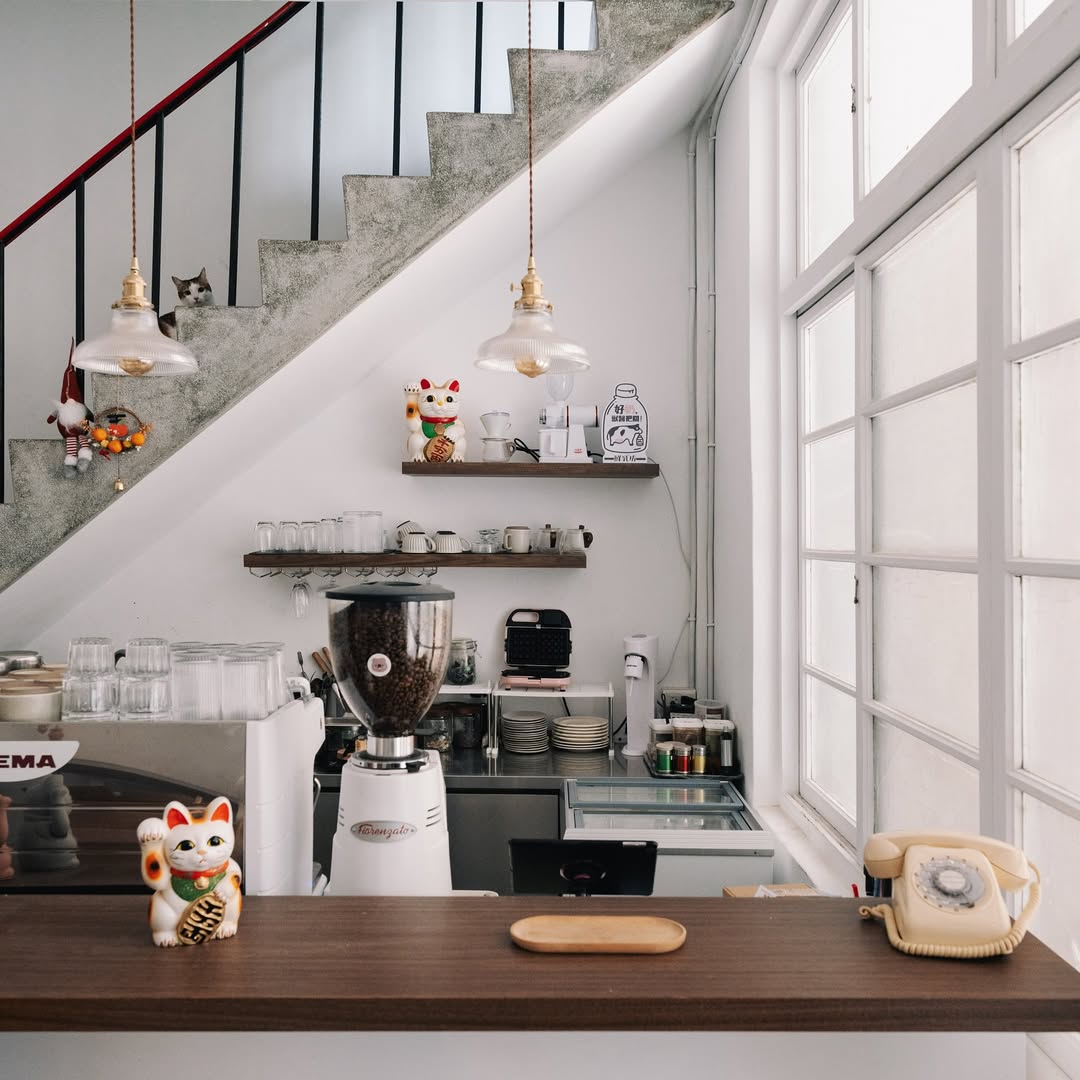 朝板橋府中站巷弄探入一隅,「哩哉咖啡 Uknowhere Café」藏身於老宅之中。