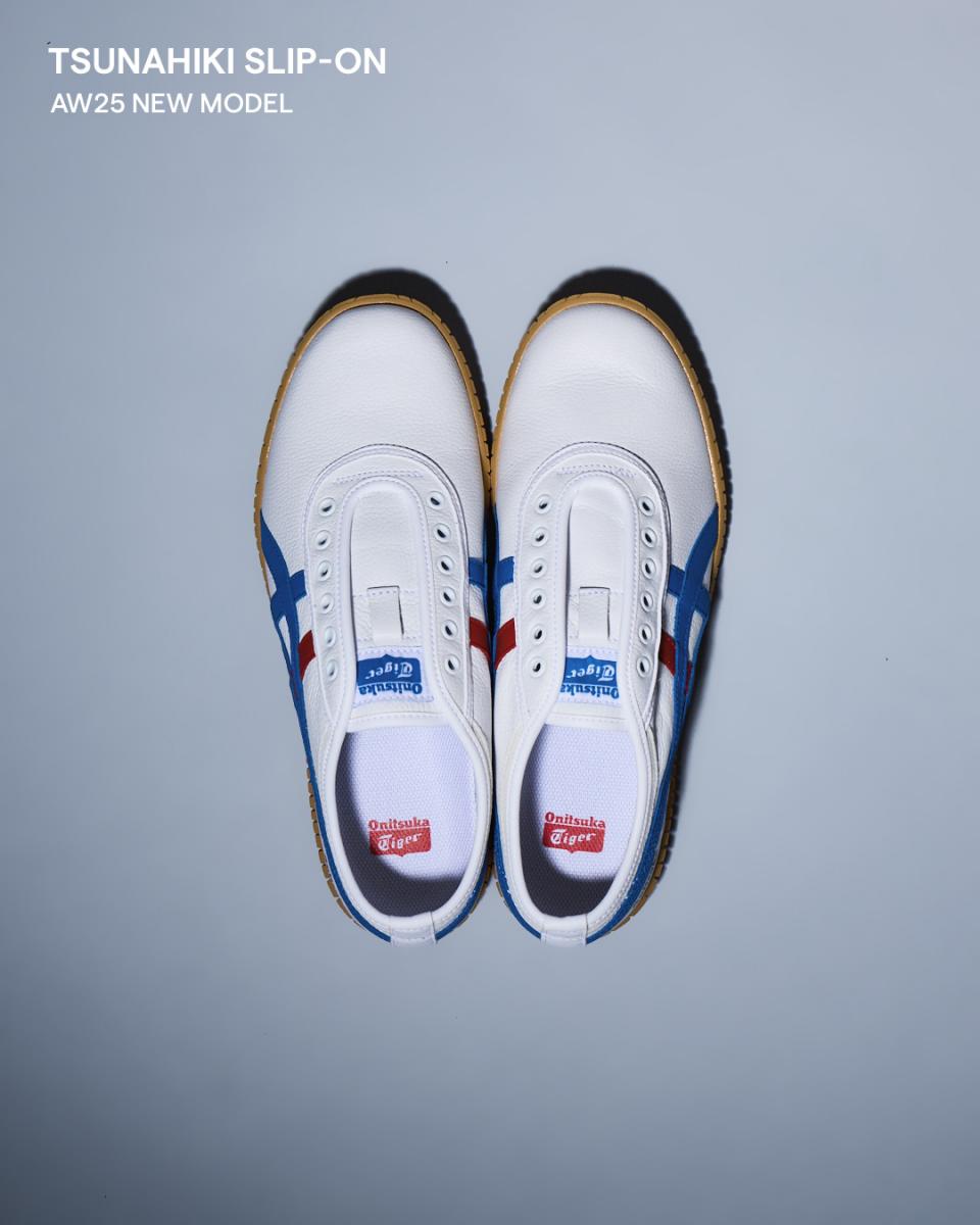 Onitsuka Tiger 近日推出全新 SLIP-ON 鞋款,其靈感源自 1982 年為全日本首屆拔河比賽打造的專用鞋之一——「TSUNAHIKI 82」。