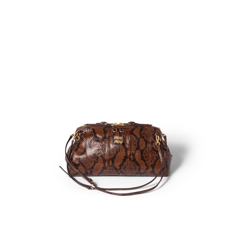 Miu Miu 動物花紋皮革肩背包，商品價格店洽。