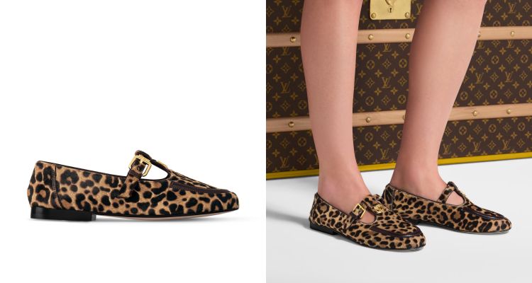 以毛絨小牛皮製成,奪目的豹紋印花散發野性魅力,鞋身以細緻皮革飾邊收攏線條,保持結構的俐落感。