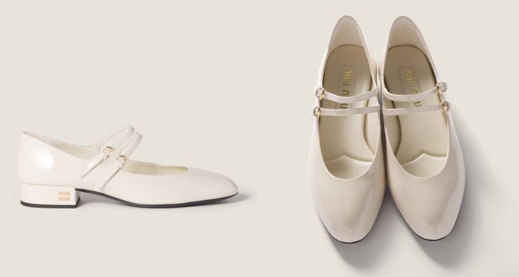 Miu Miu這款漆皮高跟瑪莉珍鞋,以亮澤材質勾勒女性化的圓潤輪廓。
