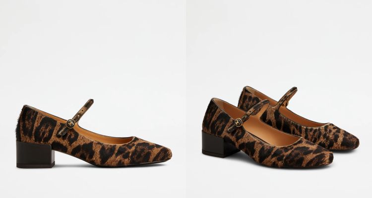 Tod’s將經典瑪莉珍鞋注入大膽野性的花紋元素,以柔軟小牛皮毛面製作,營造出立體且溫潤的觸感。
