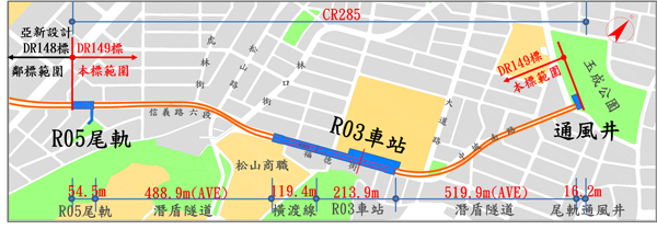 信義線東延段的行經路線極為簡潔：從紅線現有的象山站（R02）尾軌出發，沿著信義路六段往東，最終抵達福德街廣慈博愛園區前，設立新的廣慈／奉天宮站（R01）。