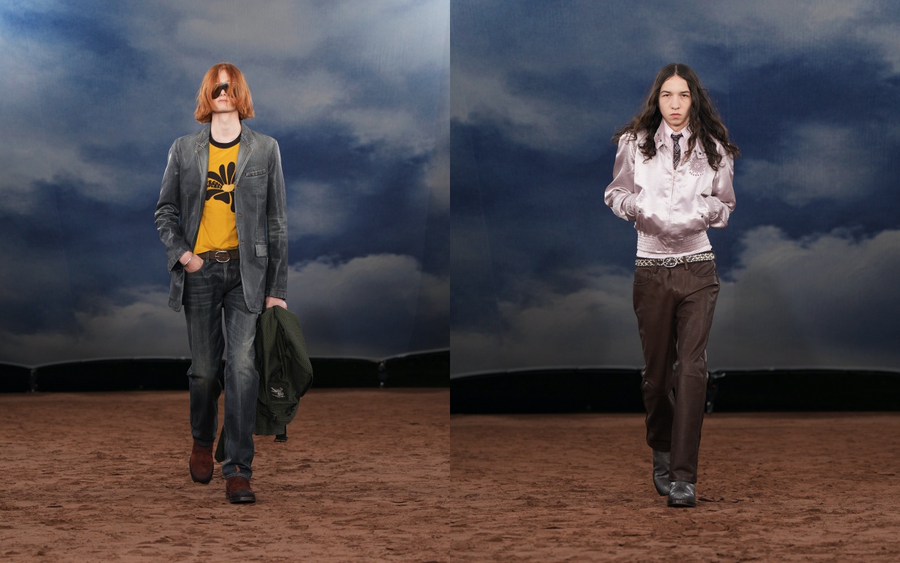 回到服裝本身，窄身的剪裁勾勒出樂團表演者的姿態。