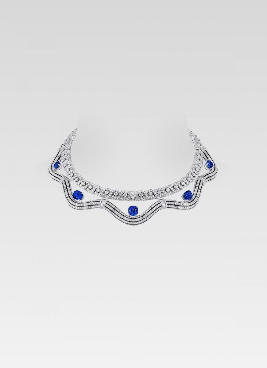 LV頂級珠寶〈Motion 流動〉藍寶石與鑽石項鍊，價格 NTD 71,300,000。