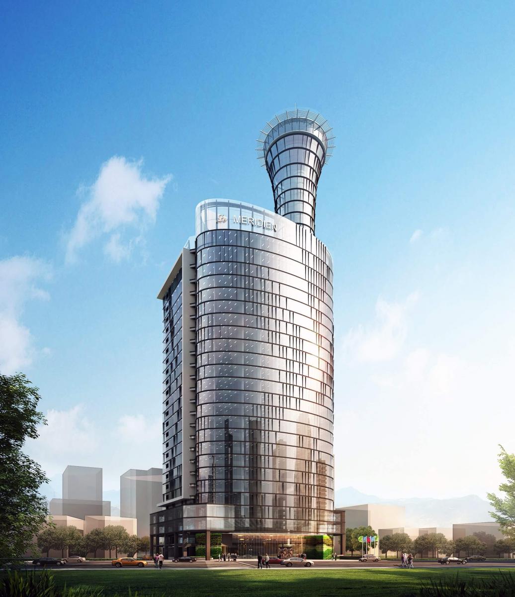 位於台中火車站前的「李方艾美酒店」，是萬豪國際集團在台灣的第 21 處據點，由李方酒店管理集團負責經營。前身為金沙百貨大樓，現已改建為一棟 27 層樓高、外觀採圓弧形玻璃帷幕的現代建築。館內共規劃 228 間客房、6 種房型，以及 7 間餐飲空間與大型宴會廳，另設有三間風格迥異的主題餐廳、行政酒廊、高空會議室、健身房與露天泳池，成為台中市中心新興地標之一。