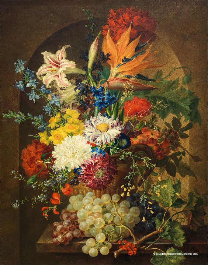 《綻放》共規劃六大藝術時期展區：巴洛克的繁麗、浪漫主義的抒情、美好年代的華麗，再到印象派的光影流轉、維也納分離派的革新，並邁向現代主義的探索。展覽集結 60 幅花卉主題藝術珍品，橫跨兩百年間的歐洲藝術發展，多幅重量級珍藏抵台，可近距離感受歐洲藝術百年的極致之美。