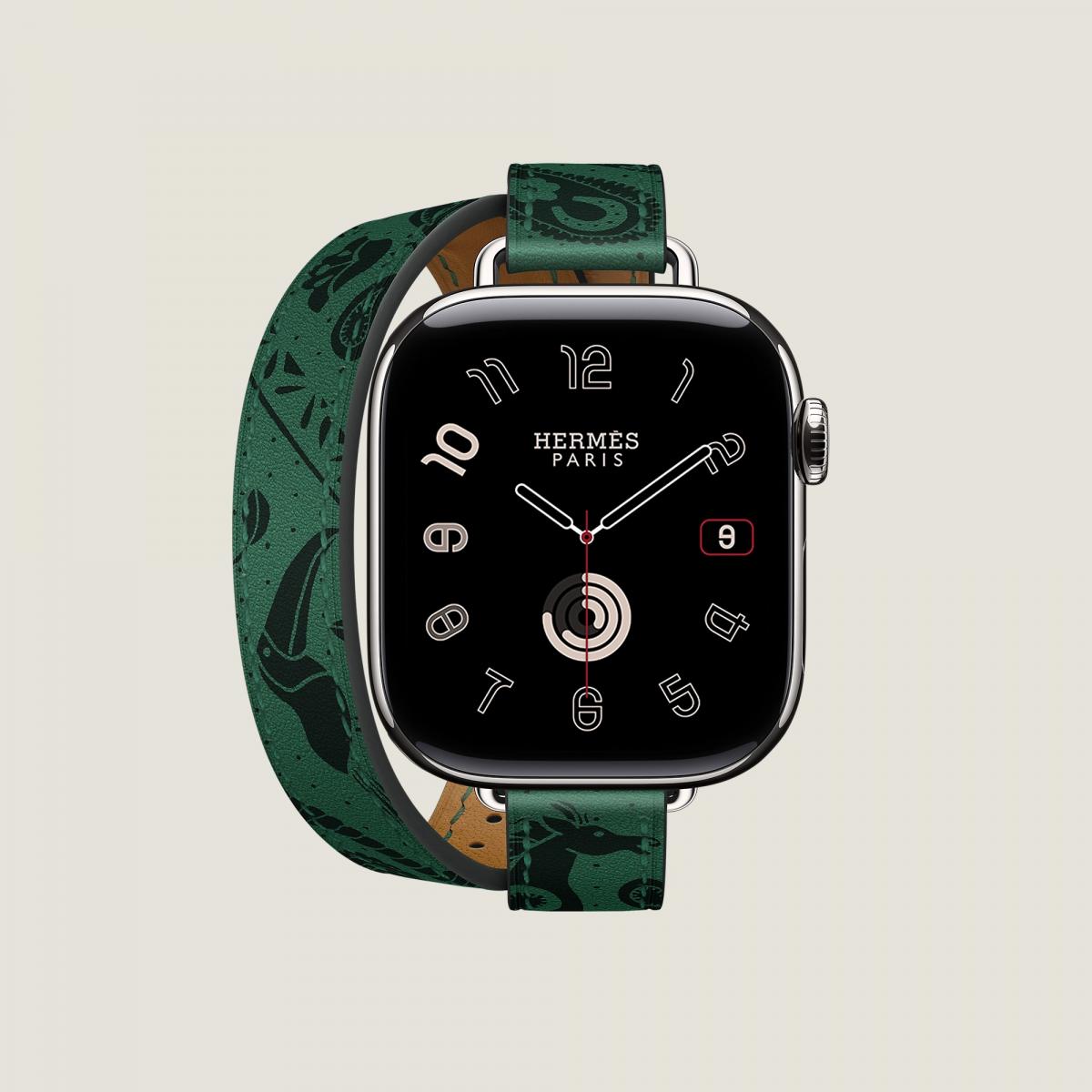 Series 11 錶殼，以及 Apple Watch Hermès 42 mm Animaux Bandana Attelage Double Tour 錶帶，價格 NTD&nbsp;54,000（包含錶殼加錶帶），單售錶帶價格 NTD&nbsp;21,500。