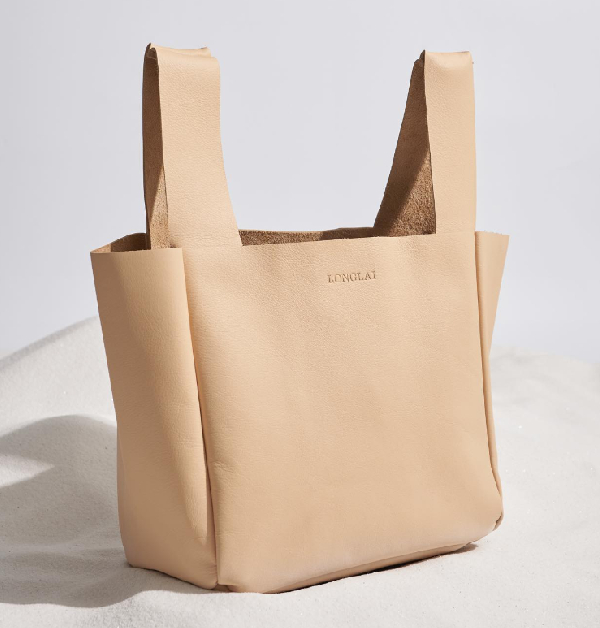 Longlai米色原皮手提袋，價格店洽