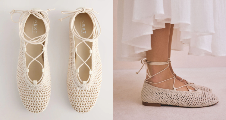來自英國知名的平價成衣品牌Next,這次透過鉤編針織布料的巧妙變化,為芭蕾舞鞋勾勒出一抹如晨光般,優雅又靈動的輪廓,讓你自在漫步於日常裡的每個角落。