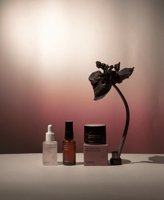 hellome 日出澄光精萃油、蘊光酵母澎潤精華、蘊光彈力澎潤乳霜