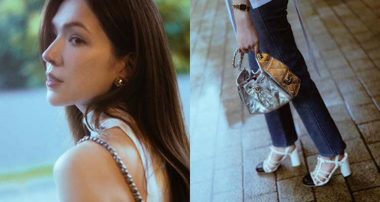 在包款部分，瑋甯則揹上品牌近期大熱的「25」系列，但不同於常見色，另類大膽選擇了銀色款，既前衛又不失高級感，一眼就能看出她那種「低調中帶點小叛逆」的穿搭哲學。