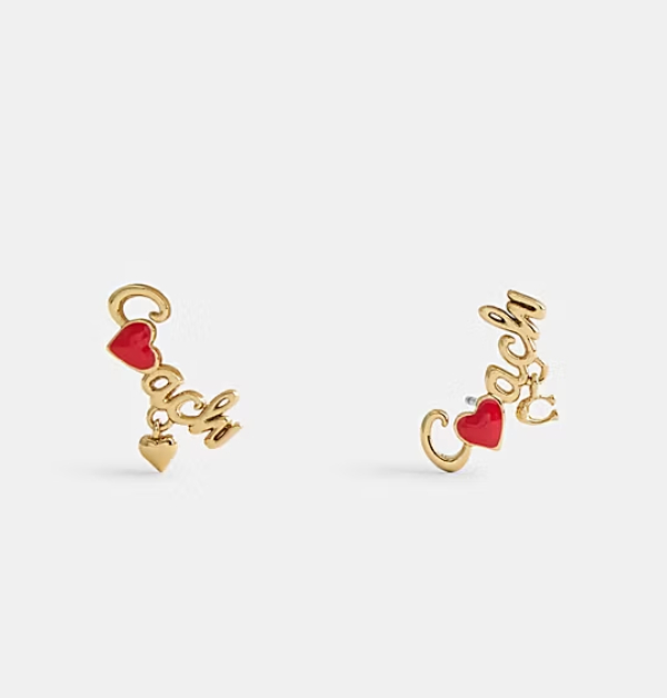 有一說，Coach靠多年改革及努力，終於甩掉了以前那種奧萊特（Outlet）的老派印象，現在不只超討年輕人歡心，業績也是一路飆升。你看看，這對愛心字母草寫耳環，是不是超級可愛，根本讓人忍不住想直接入手啊～