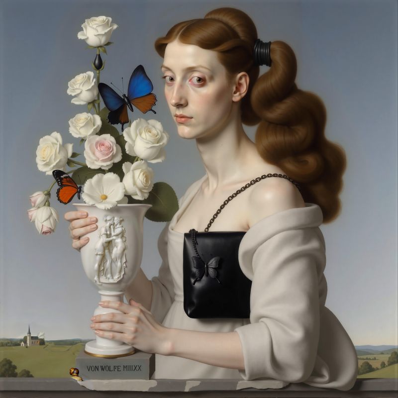 展名《花園堡壘》同樣富含意涵。「花園」呼應美術館周邊的綠意，也讓人聯想到伊甸園的美麗與誘惑；「堡壘」則隱喻台灣在國際地緣政治與科技產業中的關鍵角色。展覽中的同名作品〈花園堡壘〉，描繪一座古典花園環繞著量子 AI 超級電腦，象徵未來知識所帶來的機會與風險。