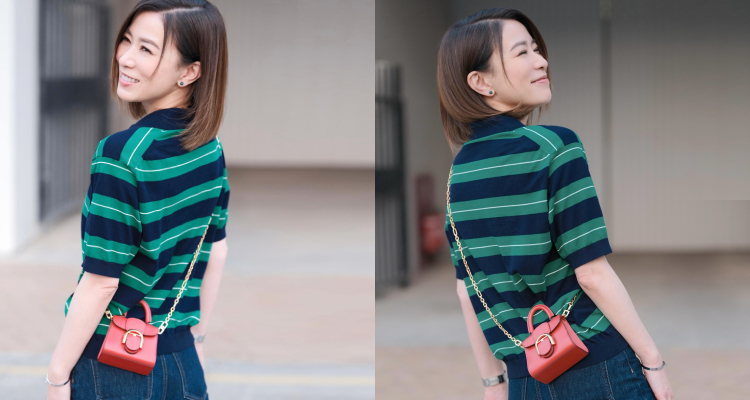 再度出演《新聞女王II》的港劇女王—余詩曼，時值50歲的她，也以減齡穿搭成為不少熟齡粉絲們紛紛學習的範本。尤其近期一張街拍中，她就正好揹著一款來自Delvaux的精緻小廢包，展現率真、童趣又不失時尚感的一面。