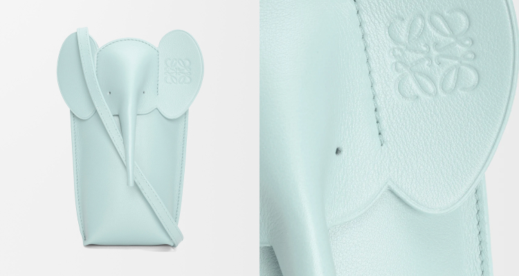 看到這可愛的小象頭造型，《Bella儂儂》的讀者們應該一眼就認出來了吧！這正是來自Loewe經典動物系列的代表作。品牌以精湛皮革工藝聞名，而這款小象造型的迷你包單品，更是將可愛與奢華完美結合。