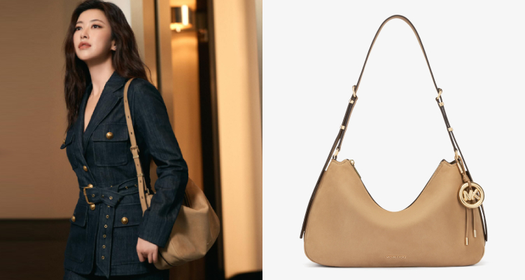 朱珠對包款顏色的選擇同樣講究實用與百搭，她偏愛的大地棕色調不僅容易與各種造型融合，也散發低調的優雅氣息。例如：這款Michael Kors新主打的「Nolita」單肩包，採用經典淺棕色材質打造時下流行的慵懶隨性風格，兼具復古韻味與現代潮流感。