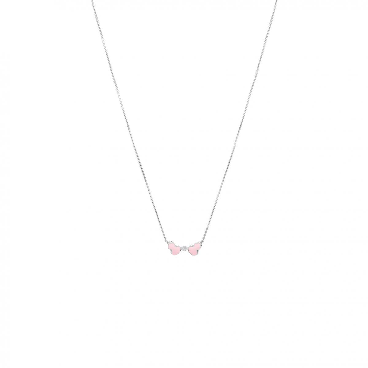 Qeelin Wulu 18K白金鑽石及粉紅色 HyCeram® 項鍊。(價格 NTD 63,000)