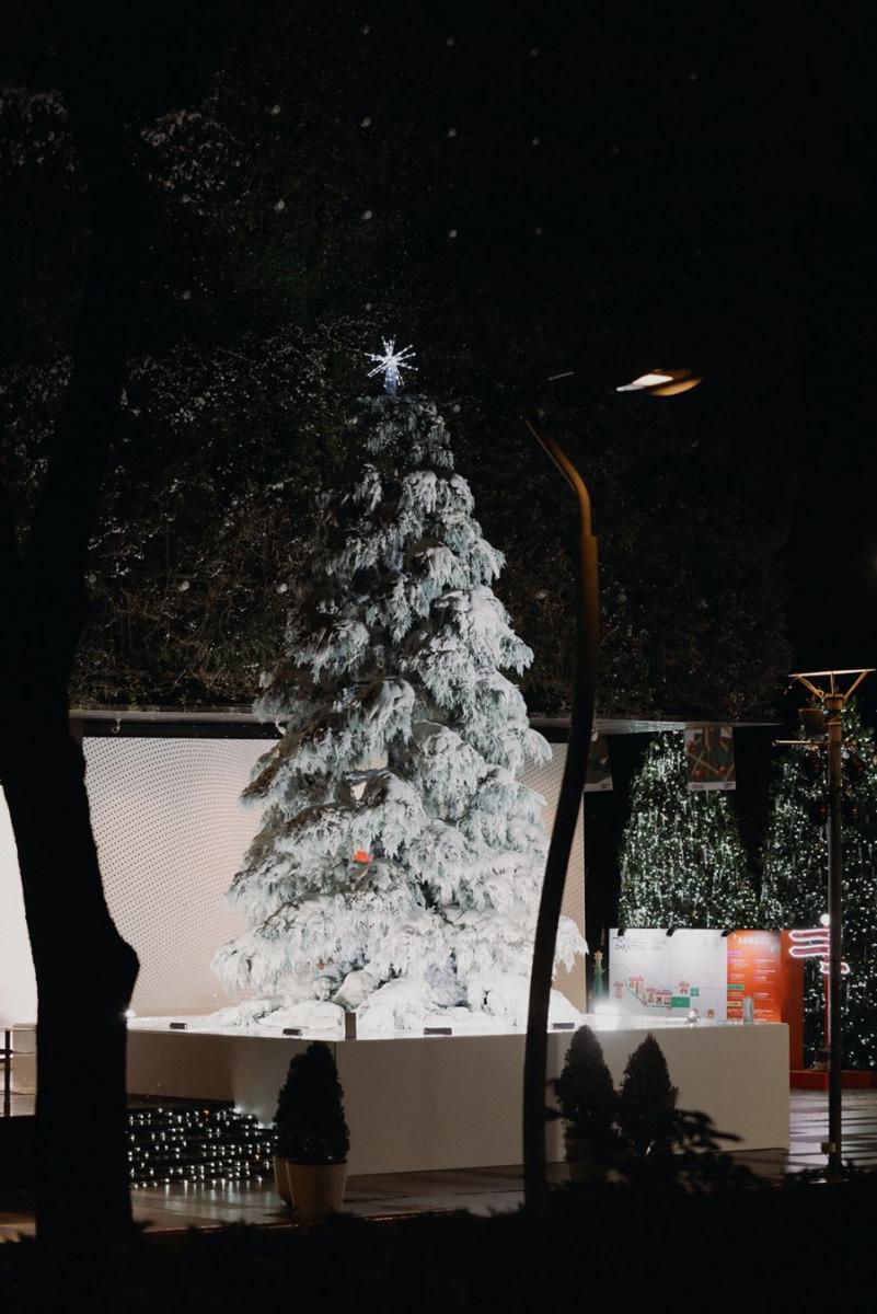 迎接聖誕節，勤美誠品在戶外打造高達七米的聖誕樹，由藝術團隊「碳矽互動科技」設計，運用層疊與燈光造型，呈現自然系奇幻的聖誕樹。此外，每天 18:00 至 21:00 的整點時段，將迎來動態飄雪效果，白雪紛飛於草悟道上，營造聖誕國度的夢幻氛圍，並與光之道的雪景相互呼應。