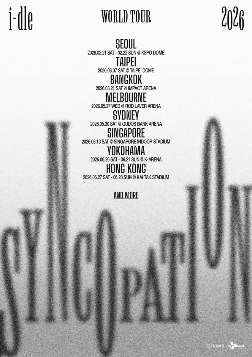 今年發行特別迷你專輯《We are i-dle》與第 8 張迷你專輯《We are》的她們，今日也驚喜宣布將展開全新輪巡迴演唱會「2026 i-dle WORLD TOUR《Syncopation》」。