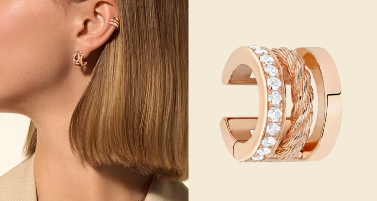 Fred「Force 10 Rise」以自信而強勁的線條、纜繩與錨扣語彙，完美詮釋品牌經典的全新演繹。這款耳骨夾設計巧思獨具，可自由調整配戴方式，輕鬆打造多變造型。