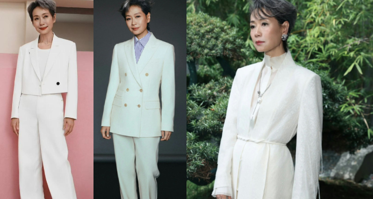 應該沒有人能否認：白色，向來是最能提升「潔淨感與精神氣場」的顏色吧！而葉童也非常擅長運用全白穿搭，展現乾淨、透亮的造型質感。無論是白襯衫搭白褲，或白T配白外套，都能在她身上散發出高級、清新的視覺效果，自然呈現不刻意的年輕氣息。