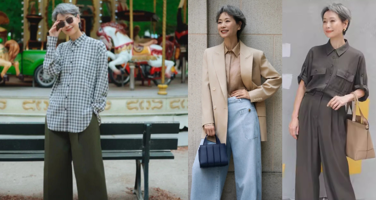 略帶光澤或面料質感、線條乾淨的襯衫，一向是葉童展現優雅與率性兼具的關鍵單品。她常以乾淨、低飽和色系的襯衫，搭配筆直的直筒褲，這樣既能柔化整體氣質，又能自然拉長身形比例，呈現自在且富有層次感的減齡造型效果。