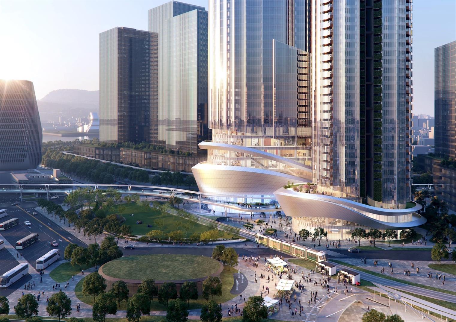 隨著高雄亞灣區持續升級轉型，全新重量級地標「鴻海雙塔大樓」成為外界矚目焦點。該案不僅為鴻海旗艦總部，也將結合捷運黃線 Y15 站、百貨商場與辦公機能。預計於 2033 年完工後，鴻海雙塔將以「高雄第四高樓」之姿，重塑港灣天際線，成為南台灣最具指標性的複合式建築之一。