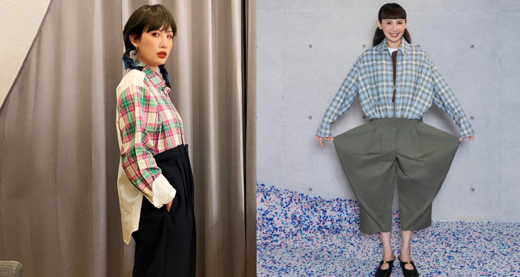 在色彩選擇上，魏如萱很喜歡穿上低飽和度的撞色格紋襯衫，搭配全身顏色簡單不複雜，讓造型看起來溫柔自然。