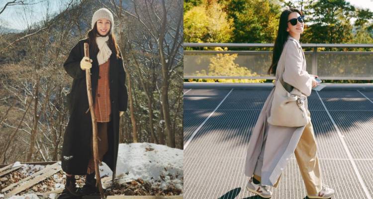 Hebe在秋冬或氣溫變化的季節，則常以溫暖的多層次穿搭，展現她的時尚功力。她會巧妙運用羊毛大衣、風衣、針織衫、襯衫或圍巾、毛帽…等單品分層搭配，既兼顧保暖，也能在造型上增加豐富的層次感。