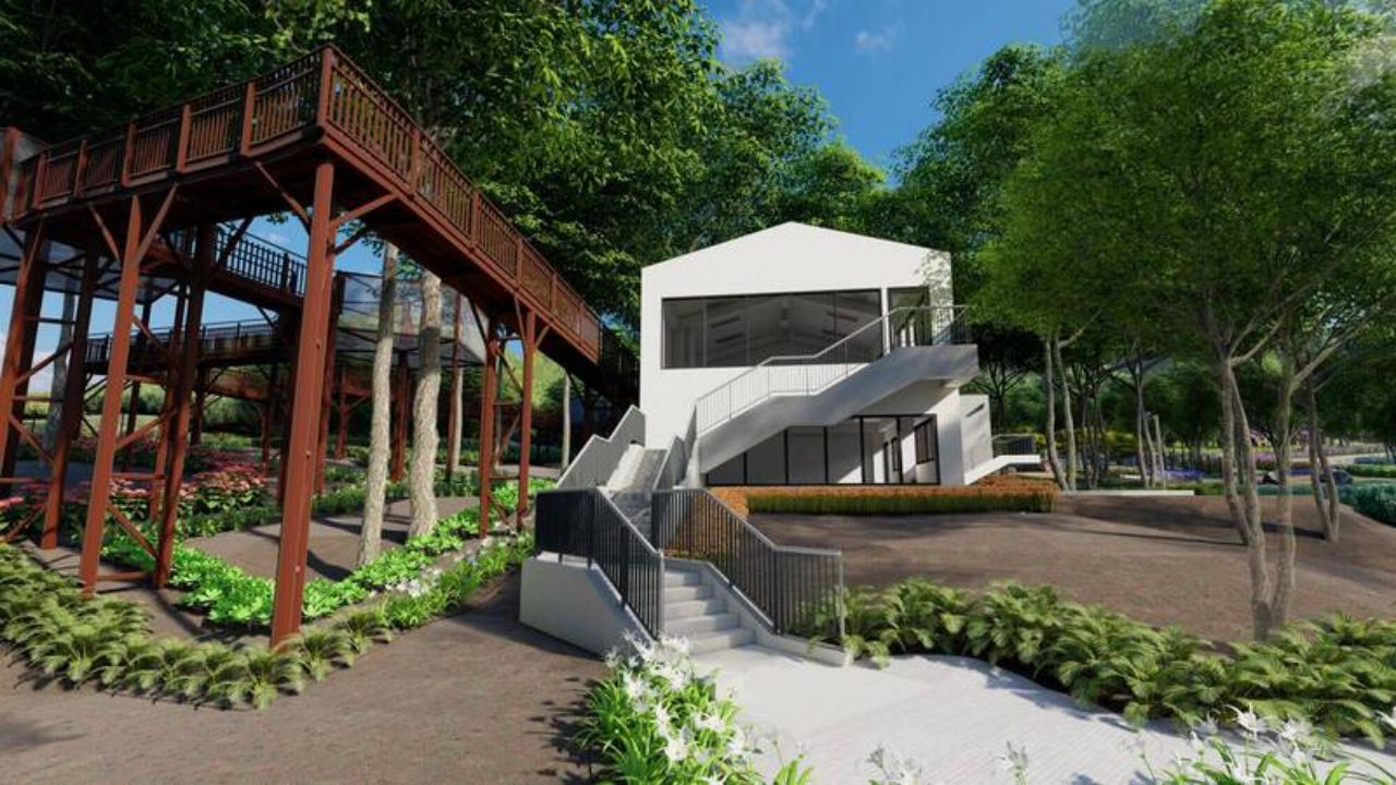 不同於夏季限定的「台東熱氣球嘉年華」，在這裡可全年體驗氦氣球設施。園區引進自法國的最新型 Aero30NG 超輕型氦氣球，球體容量高達 6,000 立方公尺。遊客可搭乘氣球升至約 300 公尺高空，樂園鄰近九九峰，能以不同角度欣賞壯麗山景，體驗 360 度高空賞景，並鳥瞰烏溪流域及台中盆地的遼闊風貌。