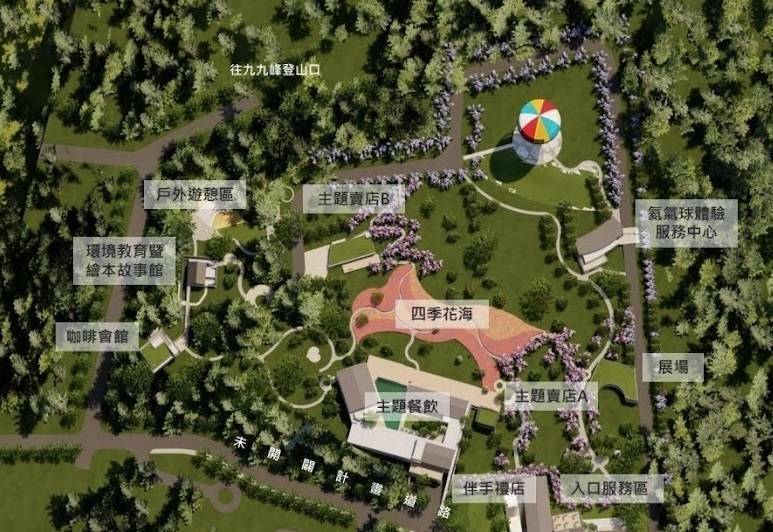 九九峰氦氣球樂園預計於 2 月試營運，屆時也將串聯南投竹山竹藝燈會活動（展期至 2026 年 3 月 7 日）。今年燈會適逢馬年，以「馬」為創作主題，結合竹山最具代表性的竹藝文化，打造全台獨一無二、融合傳統工藝與藝術美感的竹藝燈會。本屆主燈「馬躍蝶舞」特邀知名竹藝大師邱錦緞親自操刀設計製作，充分展現台灣竹藝的深厚底蘊，成為本屆燈會的視覺焦點。