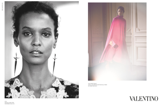超模Liya Kebede演繹Valentino 2017年春夏最新女裝廣告形象。