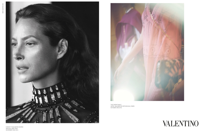 超模Christy Turlington演繹Valentino 2017年春夏最新女裝廣告形象。