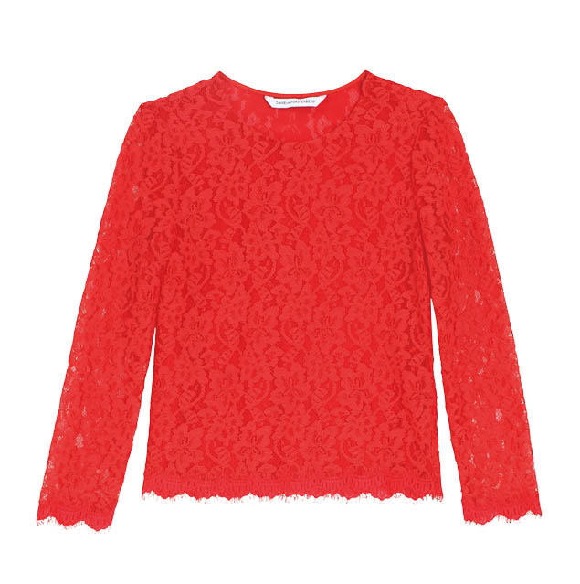 Diane von Furstenberg紅色蕾絲上衣